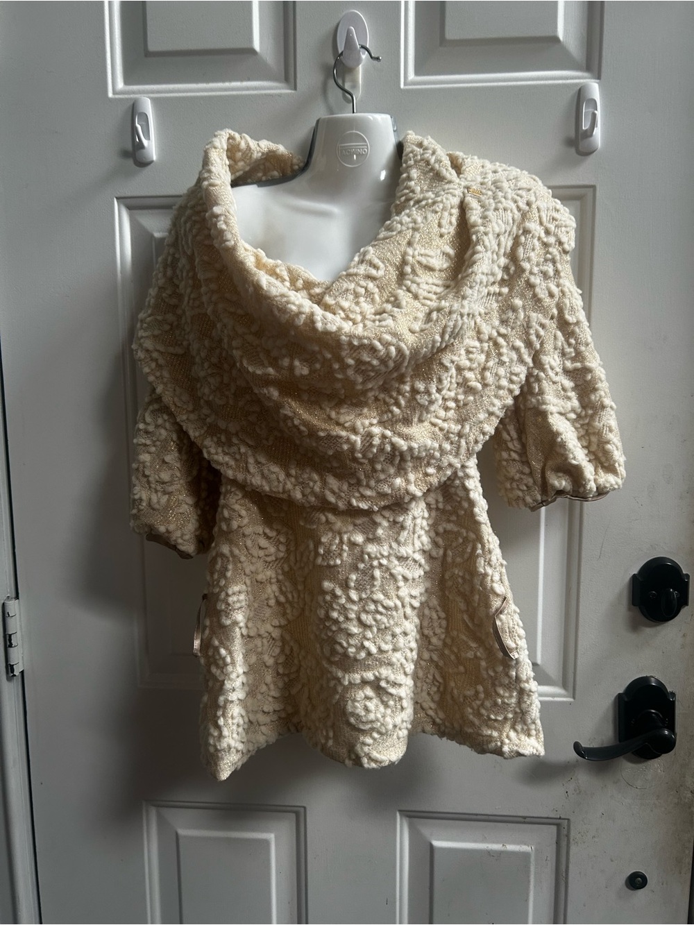 Y2K Miss Sixty Cream Textured Cowl Neck Sweater Sz XS